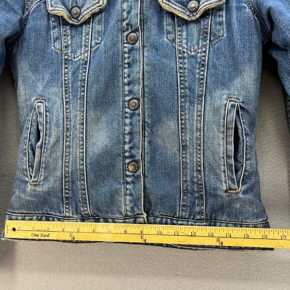 Levi's XX Jacket Women's M Blue Sherpa Lined Denim Jacket Band Collar Vintage - Picture 11 of 11